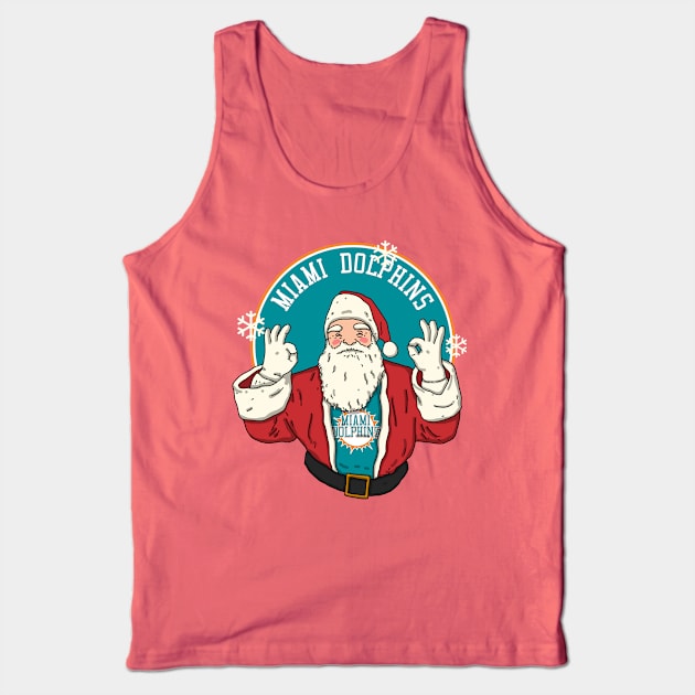 Santa Claus Loves Miami Dolphins Tank Top by Luna Illustration